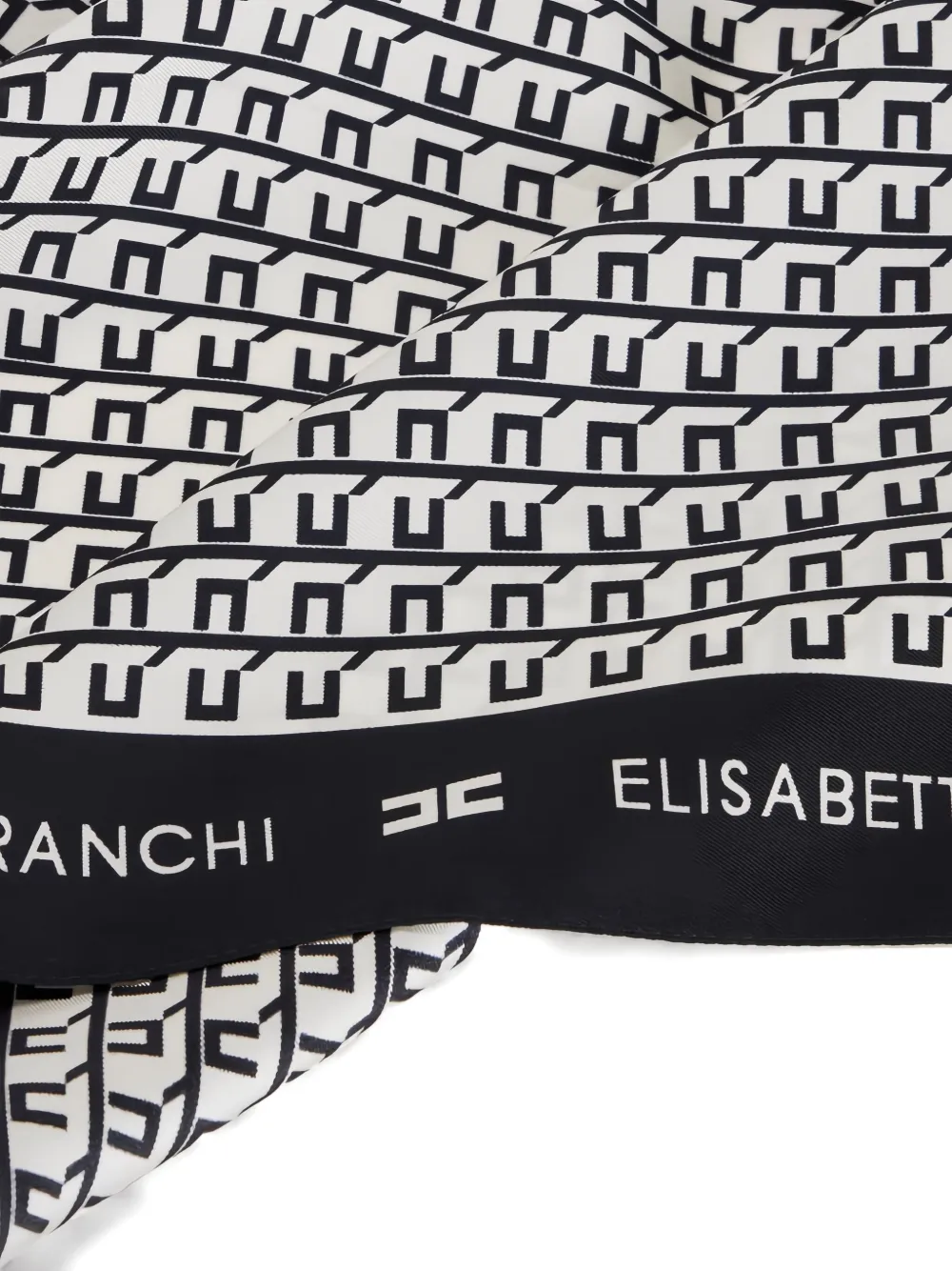 Elisabetta Franchi Logo-print Twill Scarf In Black