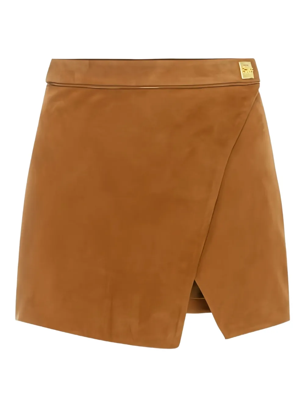 Elisabetta Franchi Wraparound Suede Mini Skirt In Brown