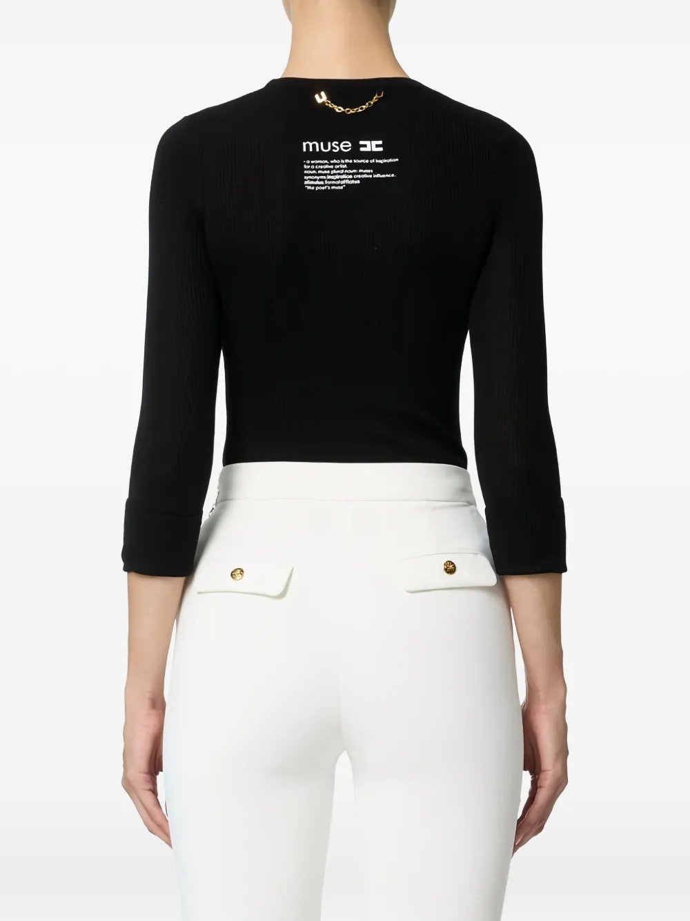 Elisabetta Franchi Ribgebreide top Zwart