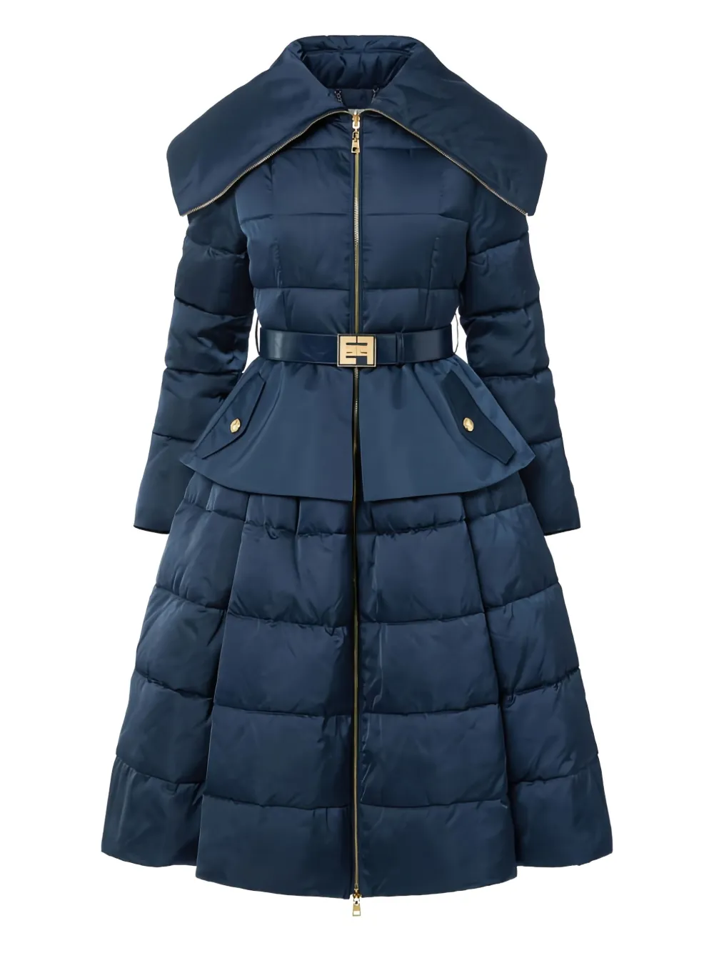 Elisabetta Franchi padded circle-skirt down coat | Blue | Image 1