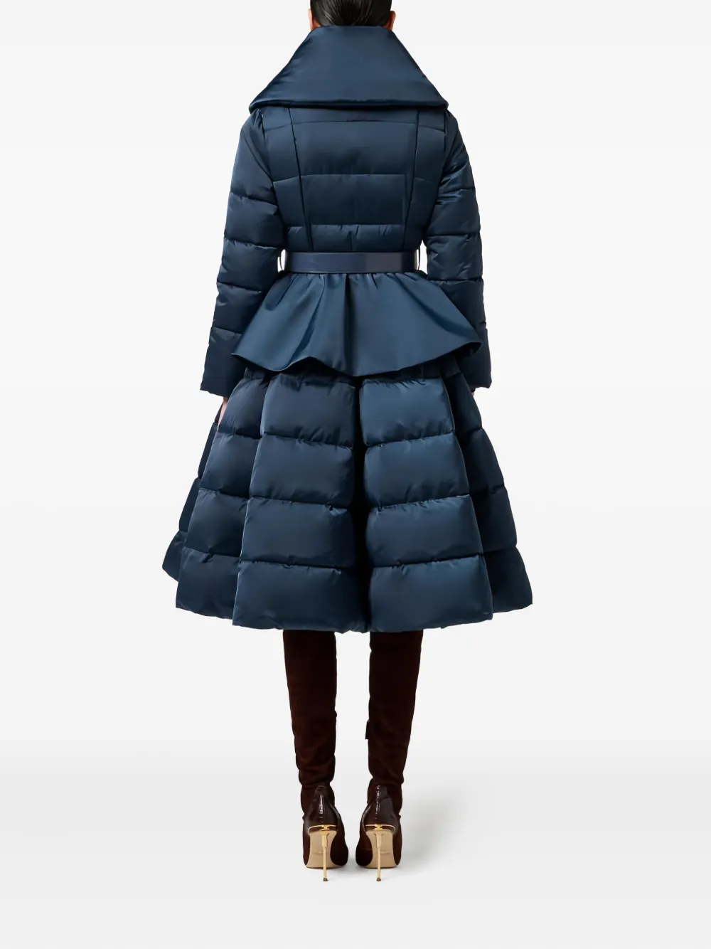Elisabetta Franchi Padded Circle-skirt Down Coat In Blue