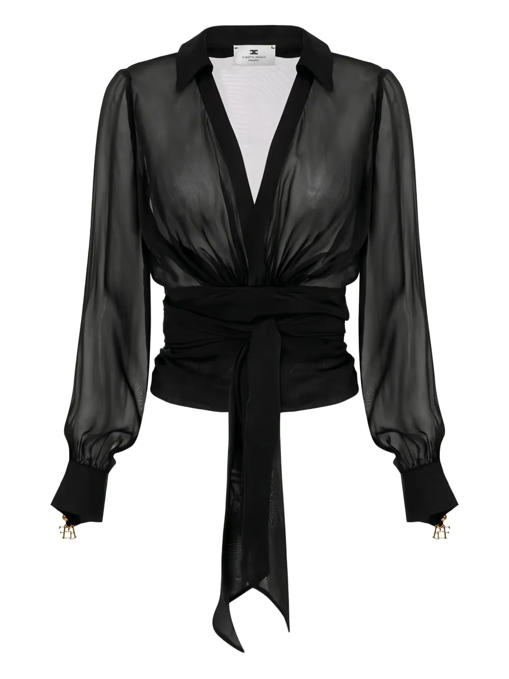 Elisabetta Franchi sash-jewel cuff blouse | Black | Image 1