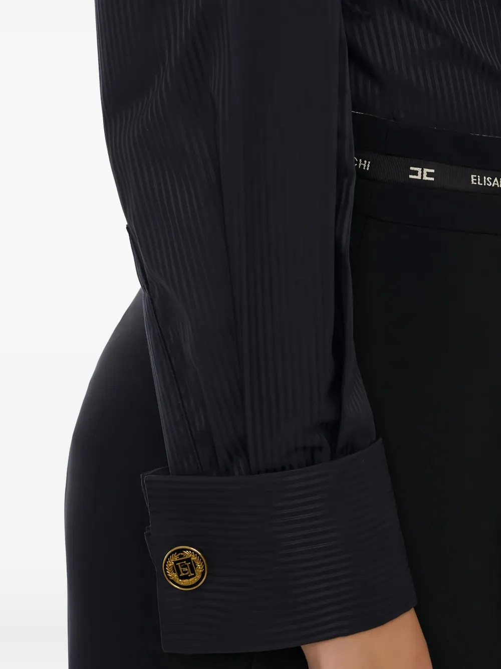 Elisabetta Franchi Tuxedo-details Logo-piping Bodysuit In Black