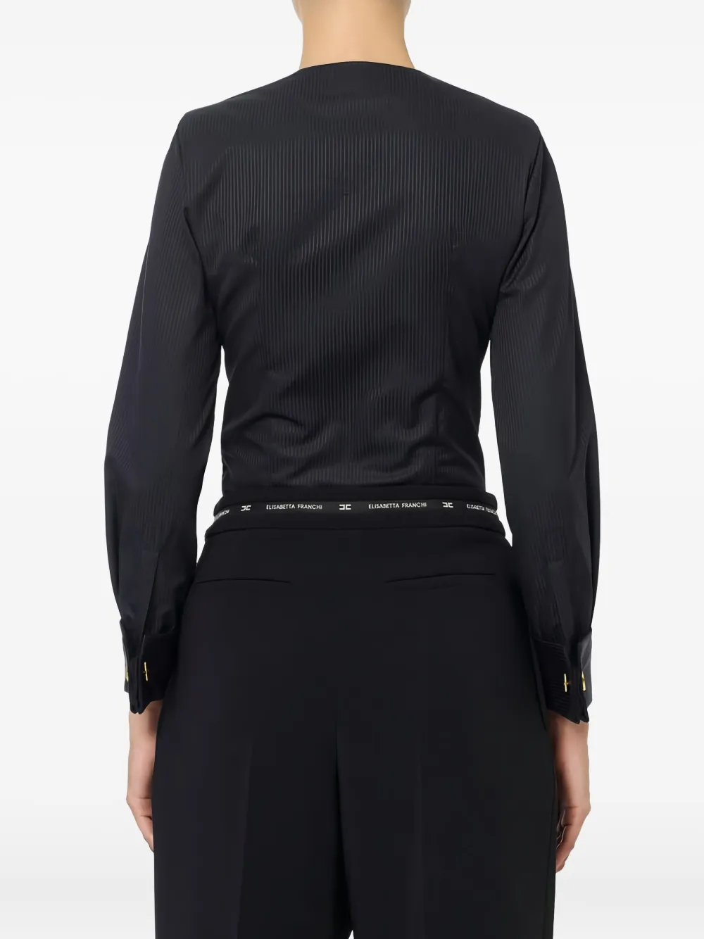 Elisabetta Franchi Tuxedo-details Logo-piping Bodysuit In Black