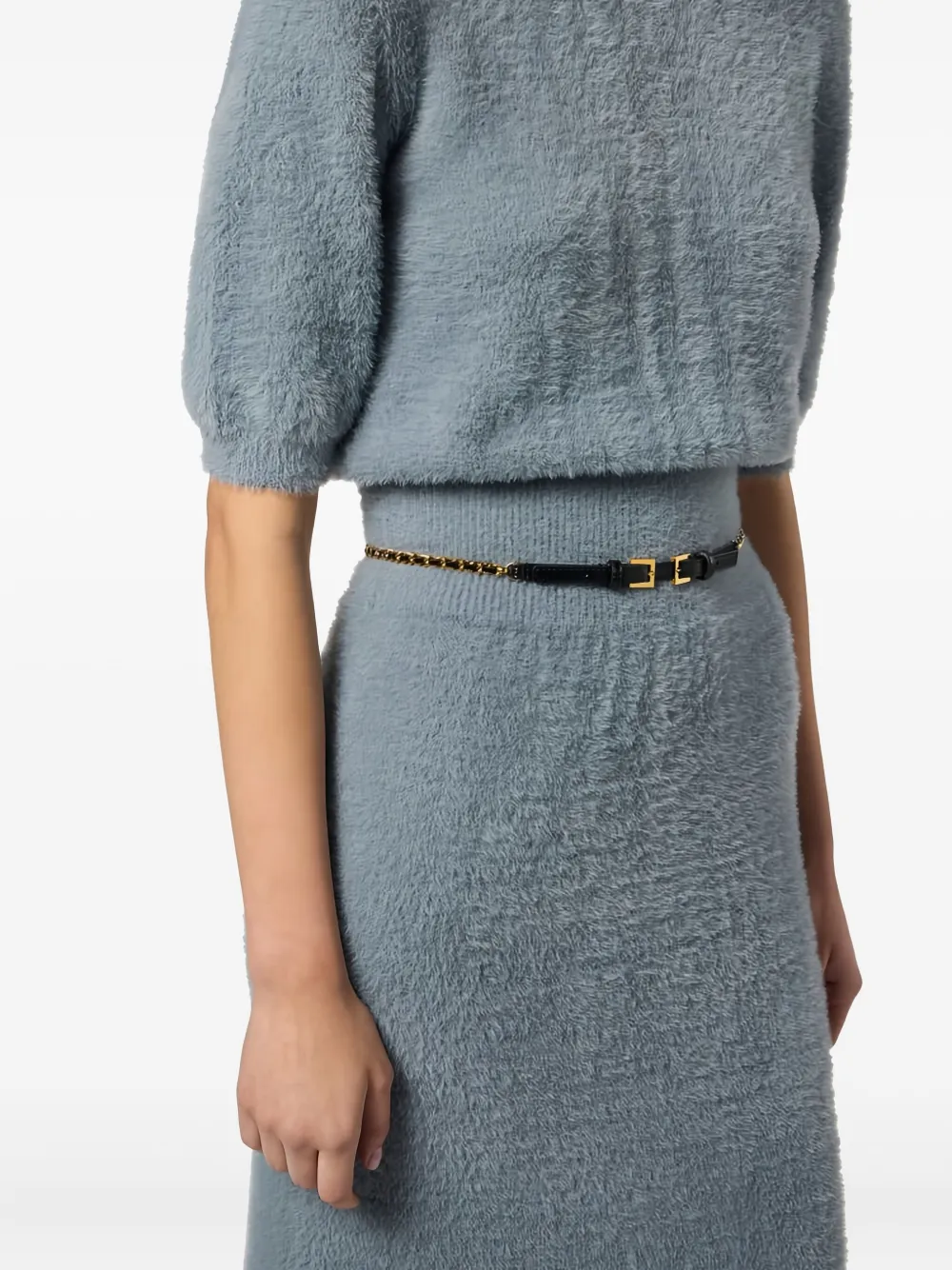 Elisabetta Franchi Short-sleeve Knitted Midi Dress In Gray