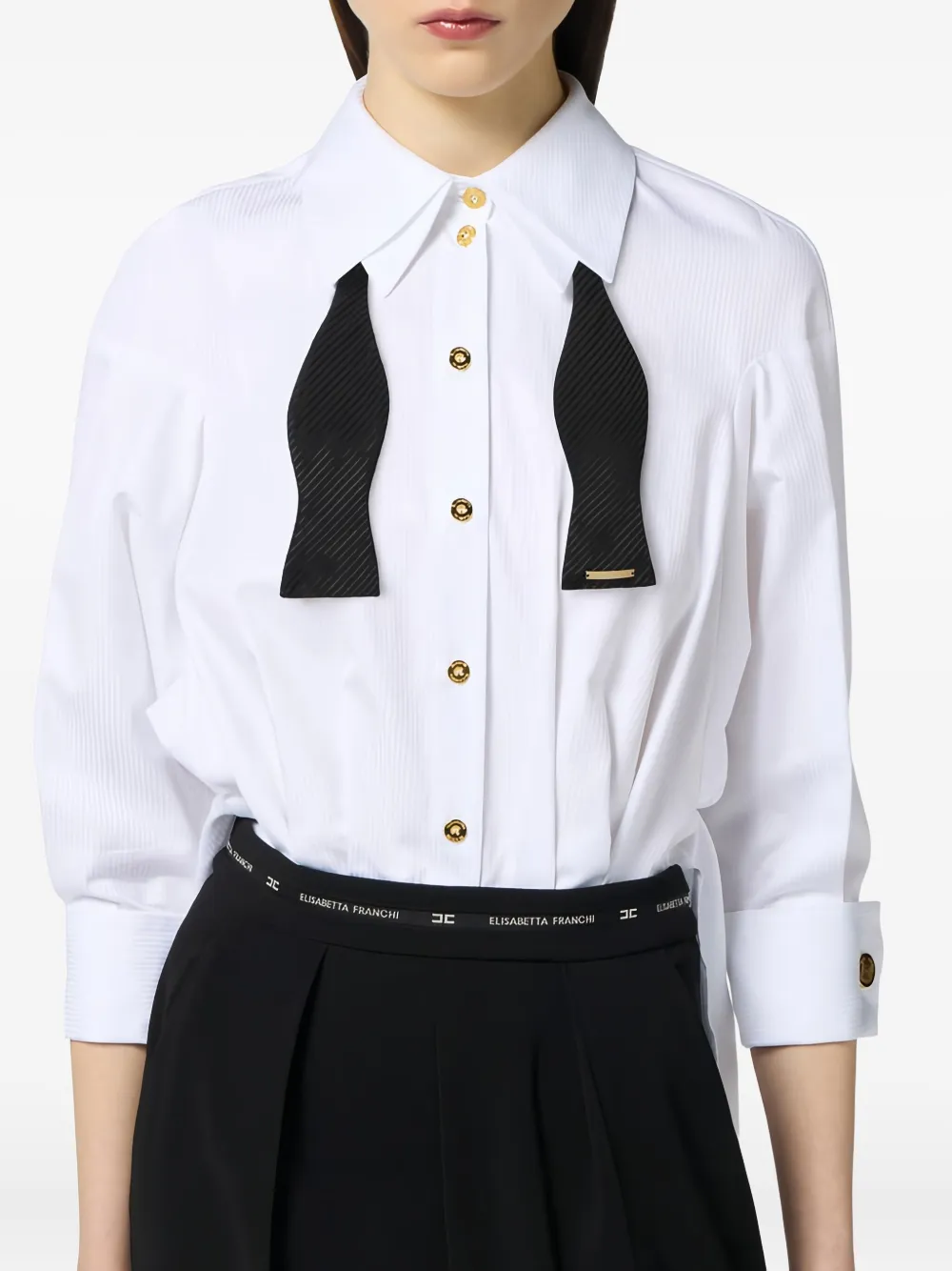 Elisabetta Franchi Vlinderdas met logoplakkaat Zwart