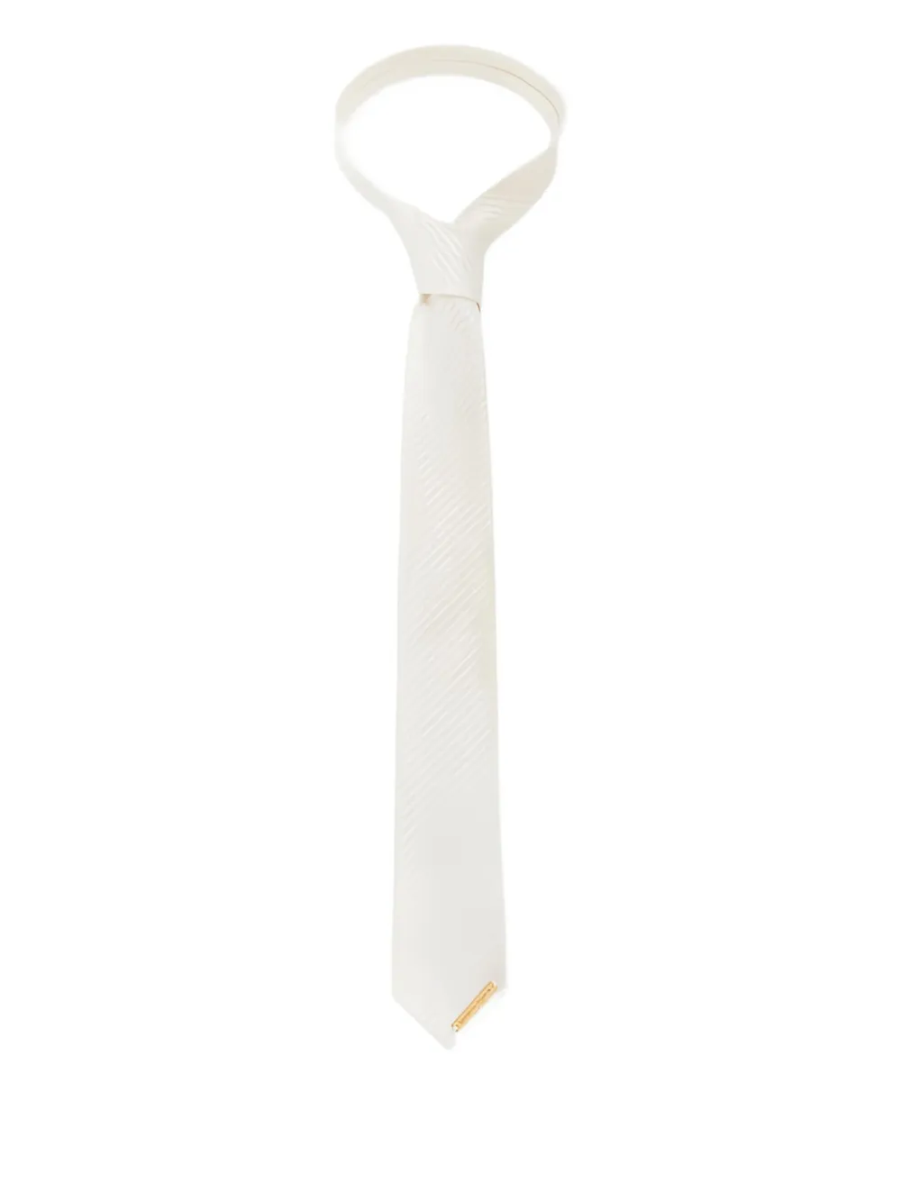 Elisabetta Franchi logo-plaque jacquard tie | White | Image 1