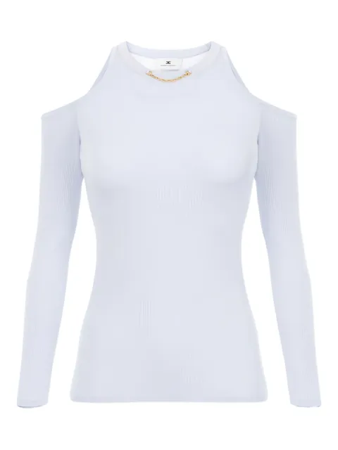 Elisabetta Franchi top manga larga con detalle de aberturas