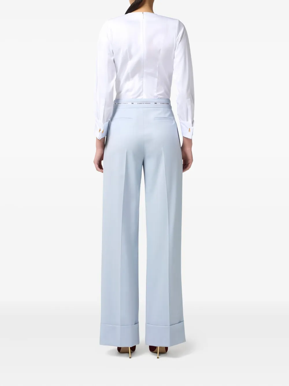 Elisabetta Franchi Body met geplooid detail en lange mouwen Wit