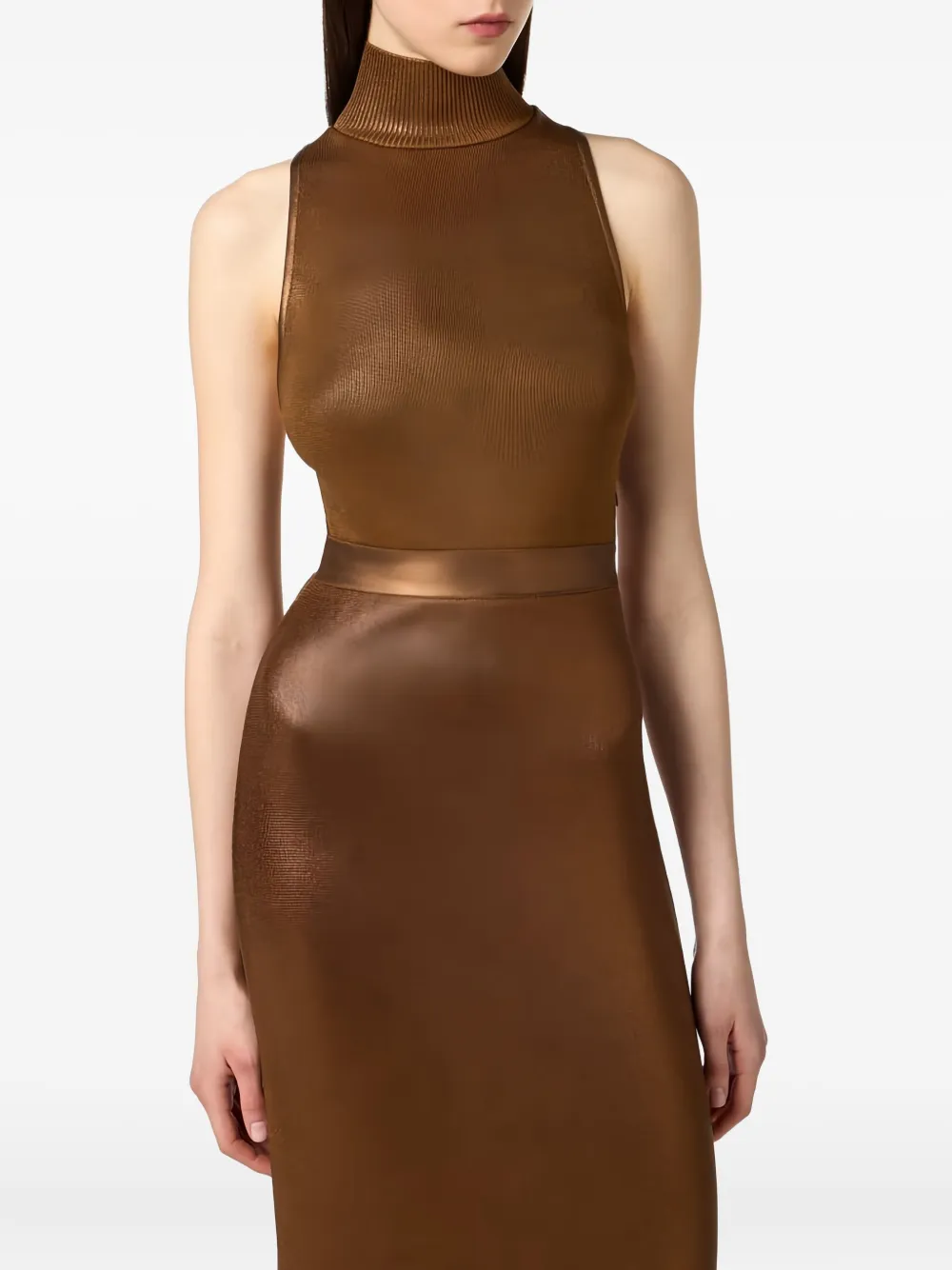 Elisabetta Franchi Maxi-jurk met halternek Bruin