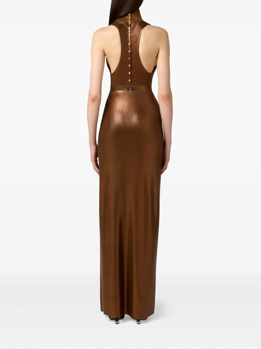 Elisabetta Franchi Maxi-jurk met halternek Bruin