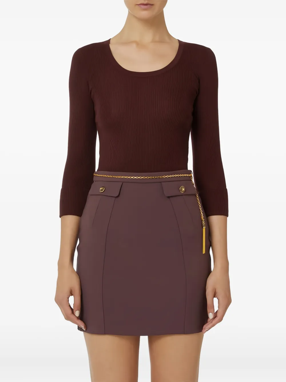 Elisabetta Franchi Cropped Sweater In Burgundy