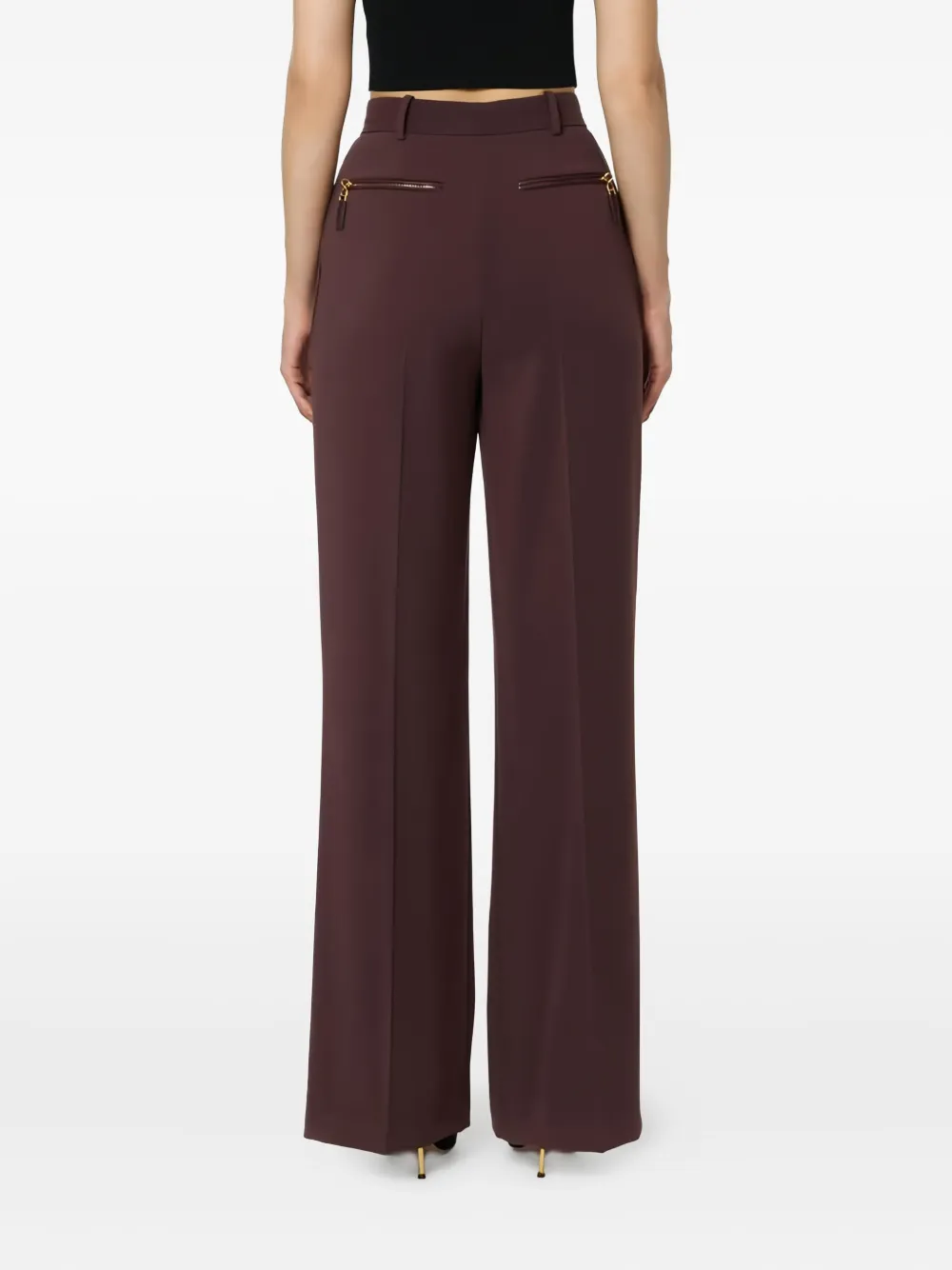 Elisabetta Franchi Flared Tailored Trousers In Brown