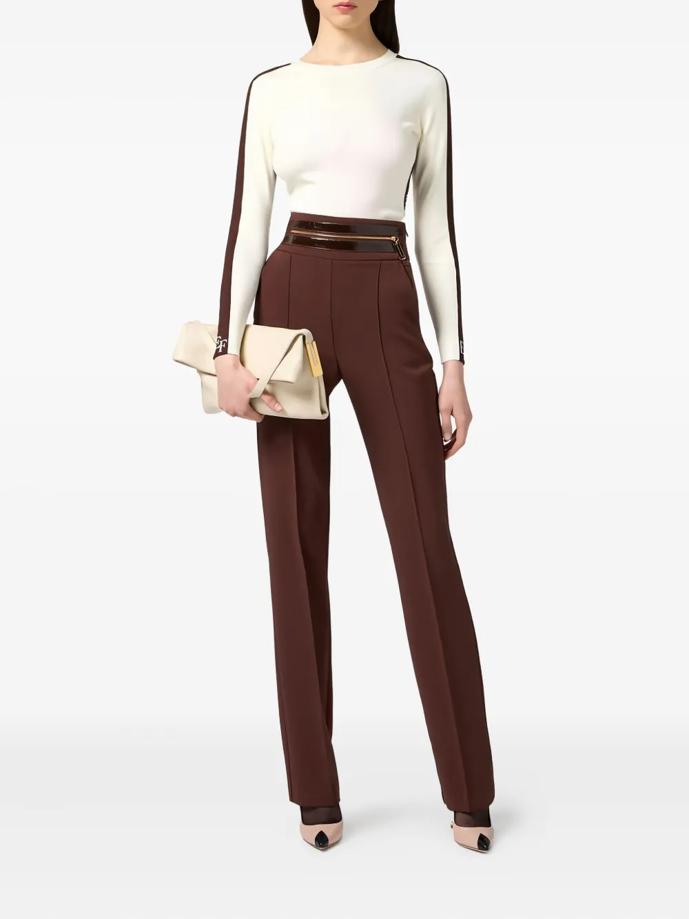 Elisabetta Franchi high-waistband zip trousers | High Waisted Pants | Image 2