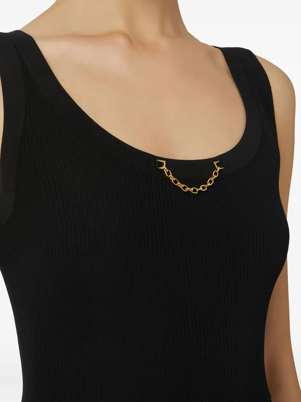 Elisabetta Franchi Geribbelde tanktop met kettingdetail Zwart