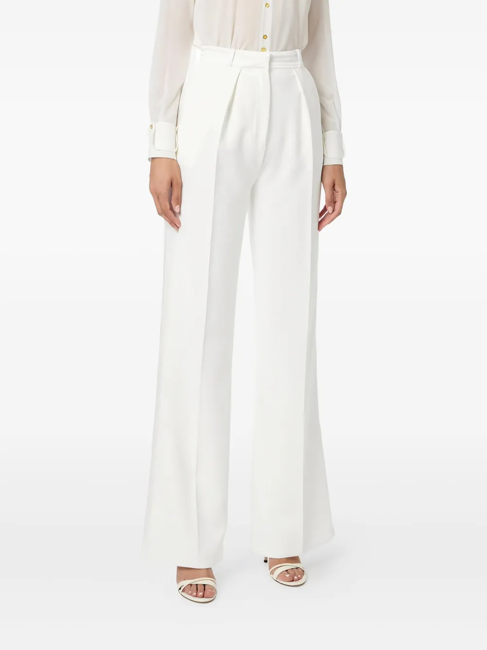 Elisabetta Franchi tuxedo-detail trousers - Wit