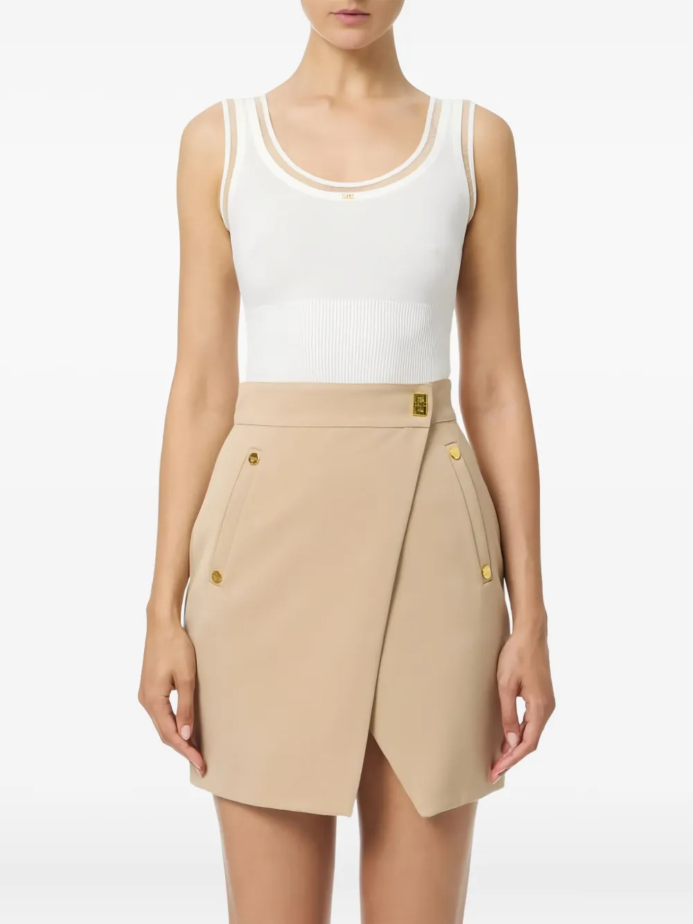 Elisabetta Franchi Scoop Neck Tank Top In White