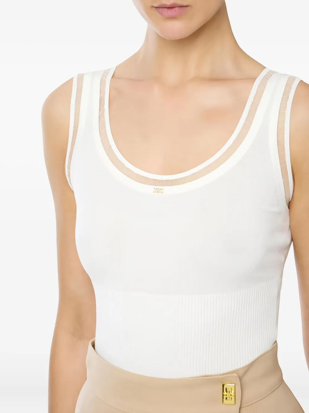 Elisabetta Franchi Scoop Neck Tank Top In White