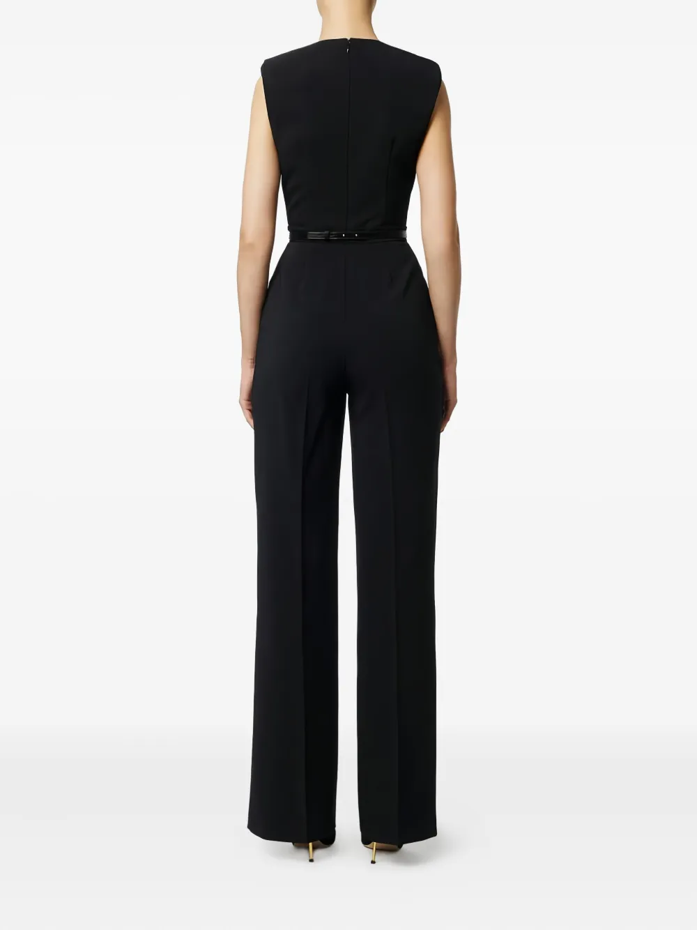 Elisabetta Franchi Pleated Logo Jumpsuit In Black