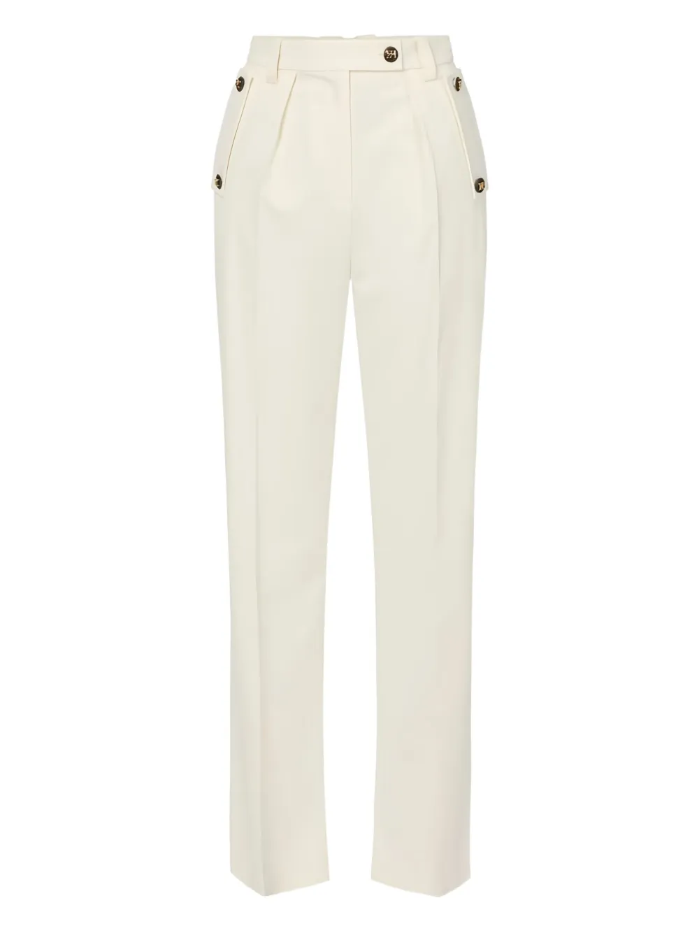 Elisabetta Franchi Logo-button Trousers In Neutral