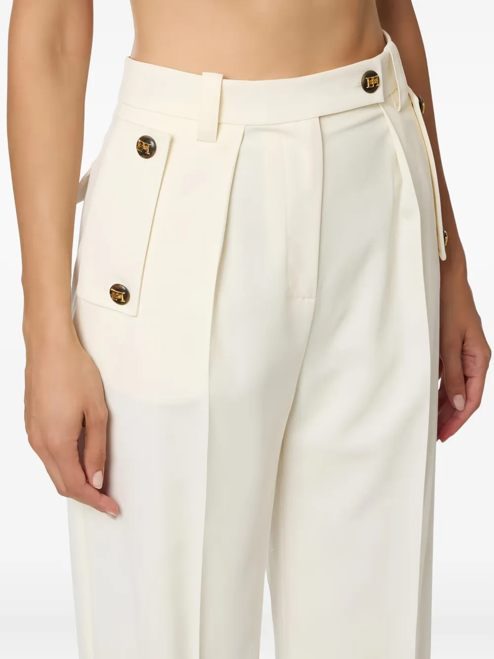 Elisabetta Franchi Broek met logo knoop Beige