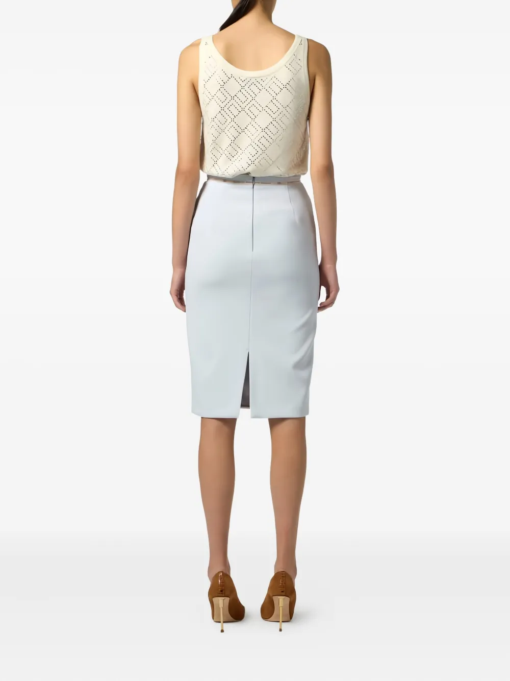 Elisabetta Franchi Tanktop met borduurwerk Beige