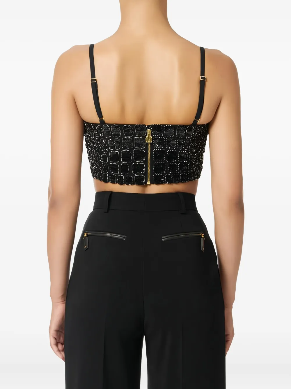 Elisabetta Franchi Crocodile-embroideries Top In Animal Print
