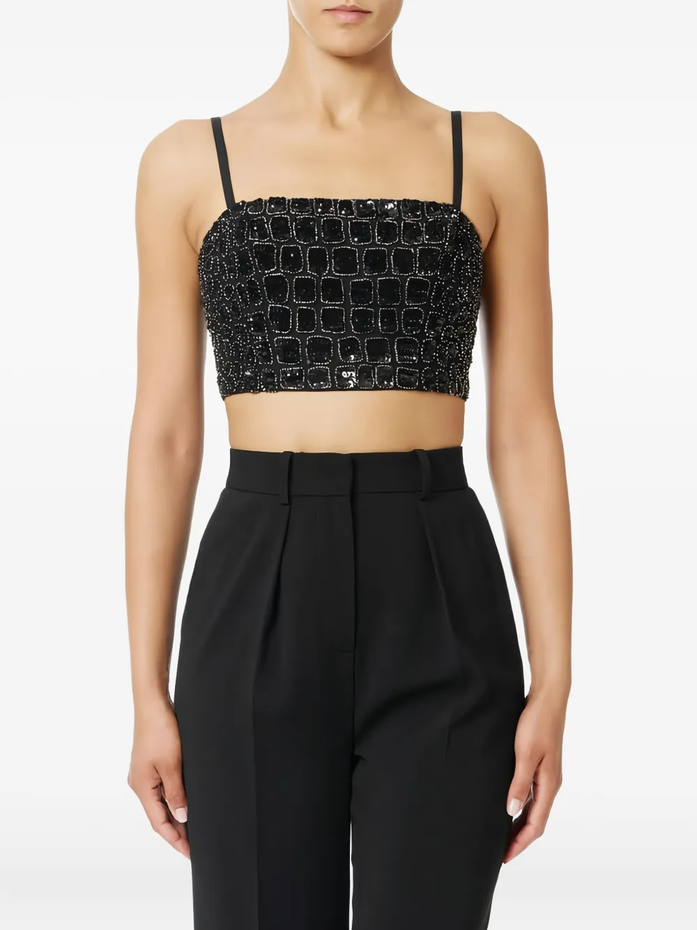 Elisabetta Franchi crocodile-embroideries top | Black | Image 1