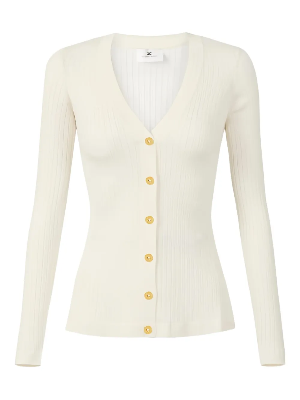 Elisabetta Franchi Ribbed Long-sleeve Cardigan In Neutral