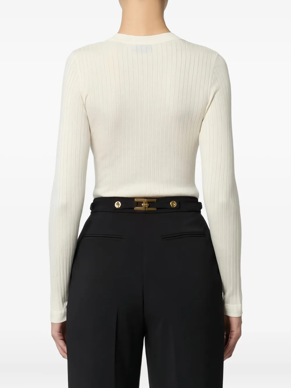 Elisabetta Franchi Geribbeld vest Beige