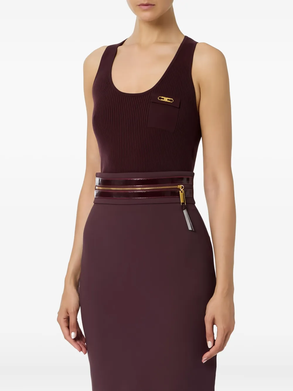 Elisabetta Franchi camiseta de canalé con bolsillo en el pecho | Chalecos y camisetas | Image 2