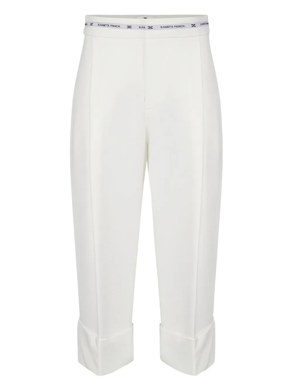 Elisabetta Franchi Cuffed Cropped Trousers In White