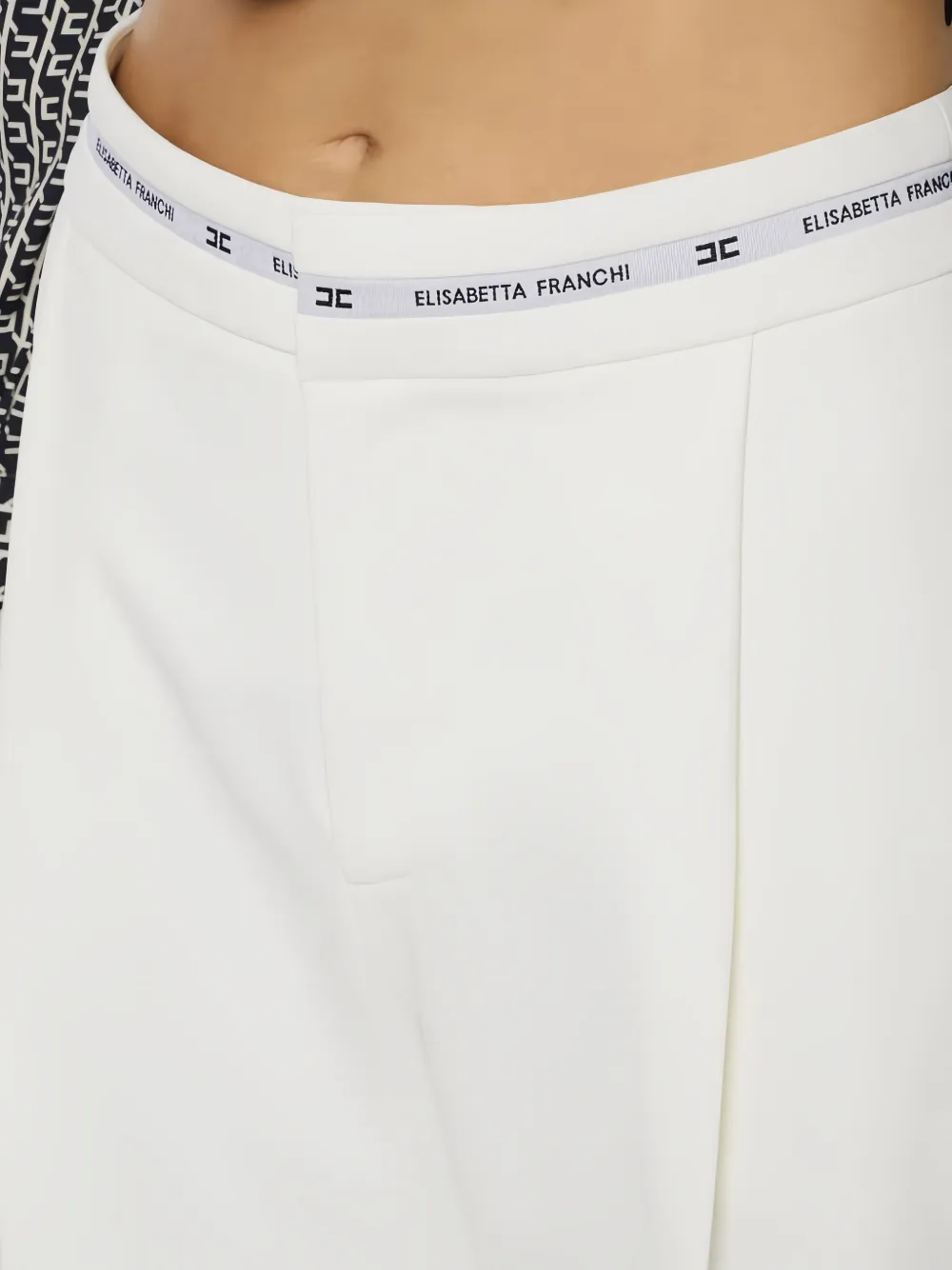 Elisabetta Franchi Cropped broek met manchetten Wit