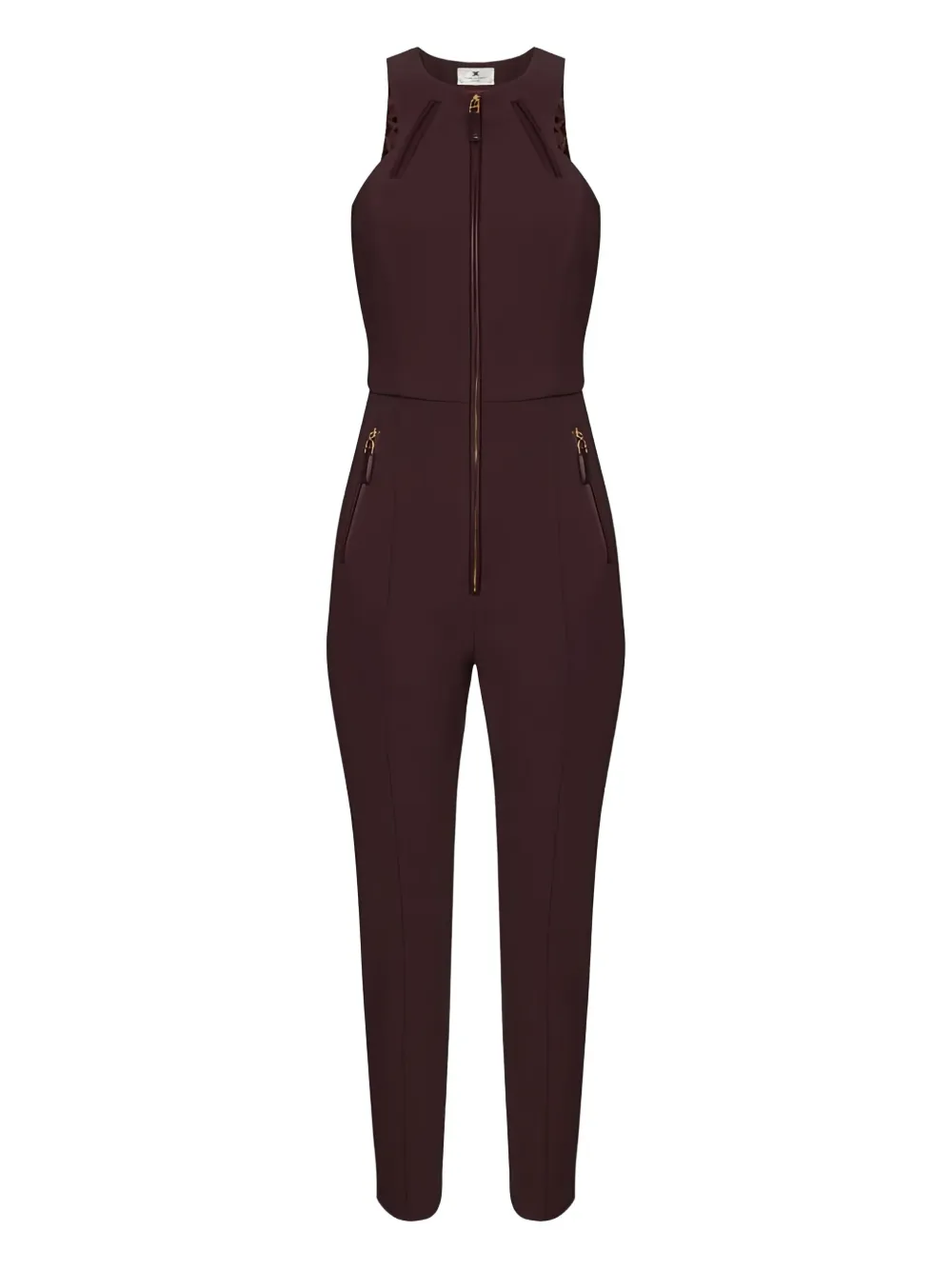 Elisabetta Franchi zip halterneck jumpsuit | Brown | Image 1