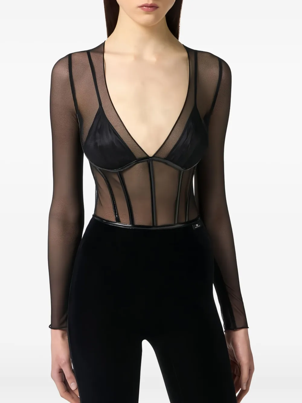 Elisabetta Franchi Jumpsuit met tulen details en rits Zwart