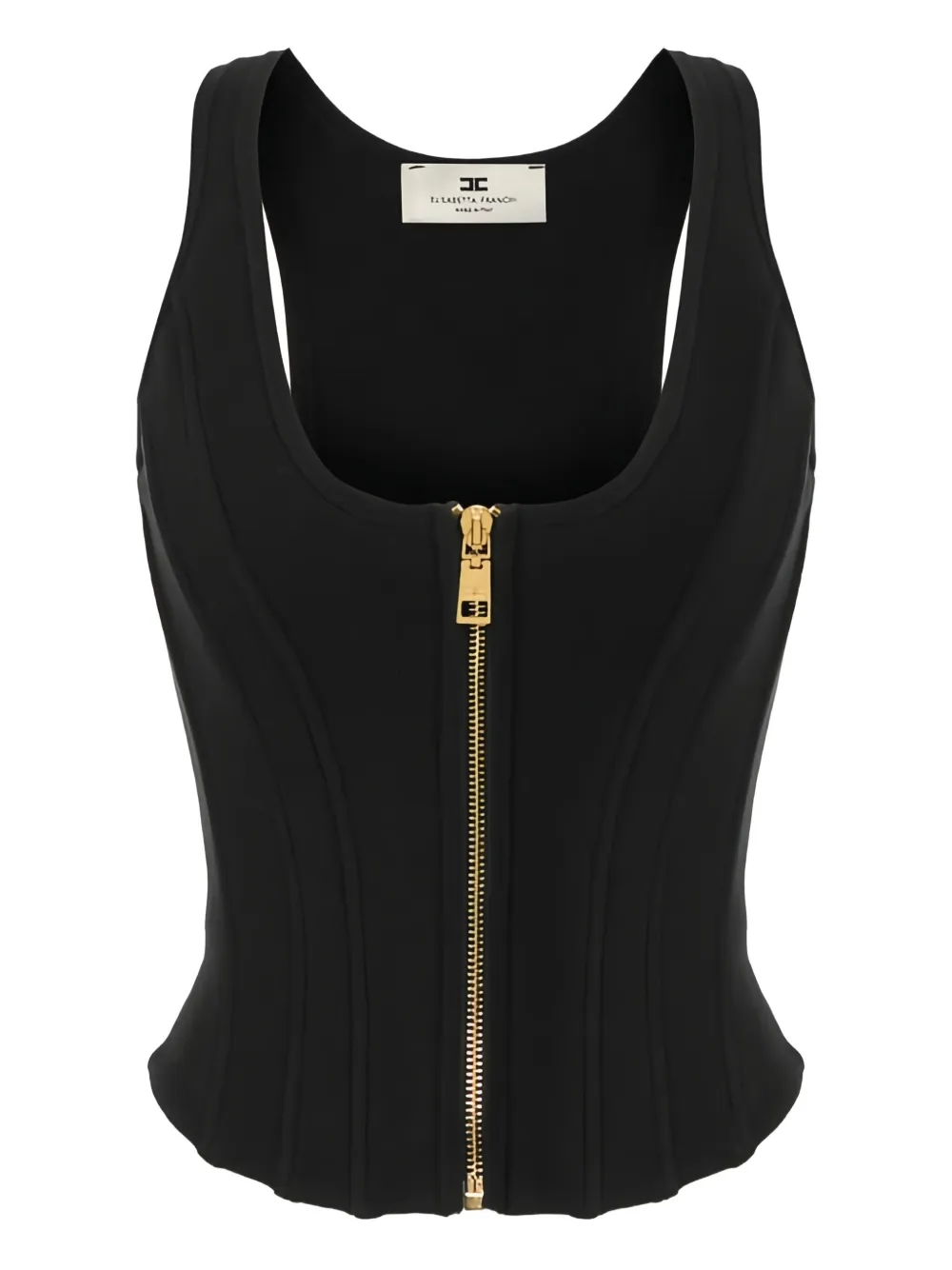 Elisabetta Franchi ribbed zip-up knitted top | Black | Image 1