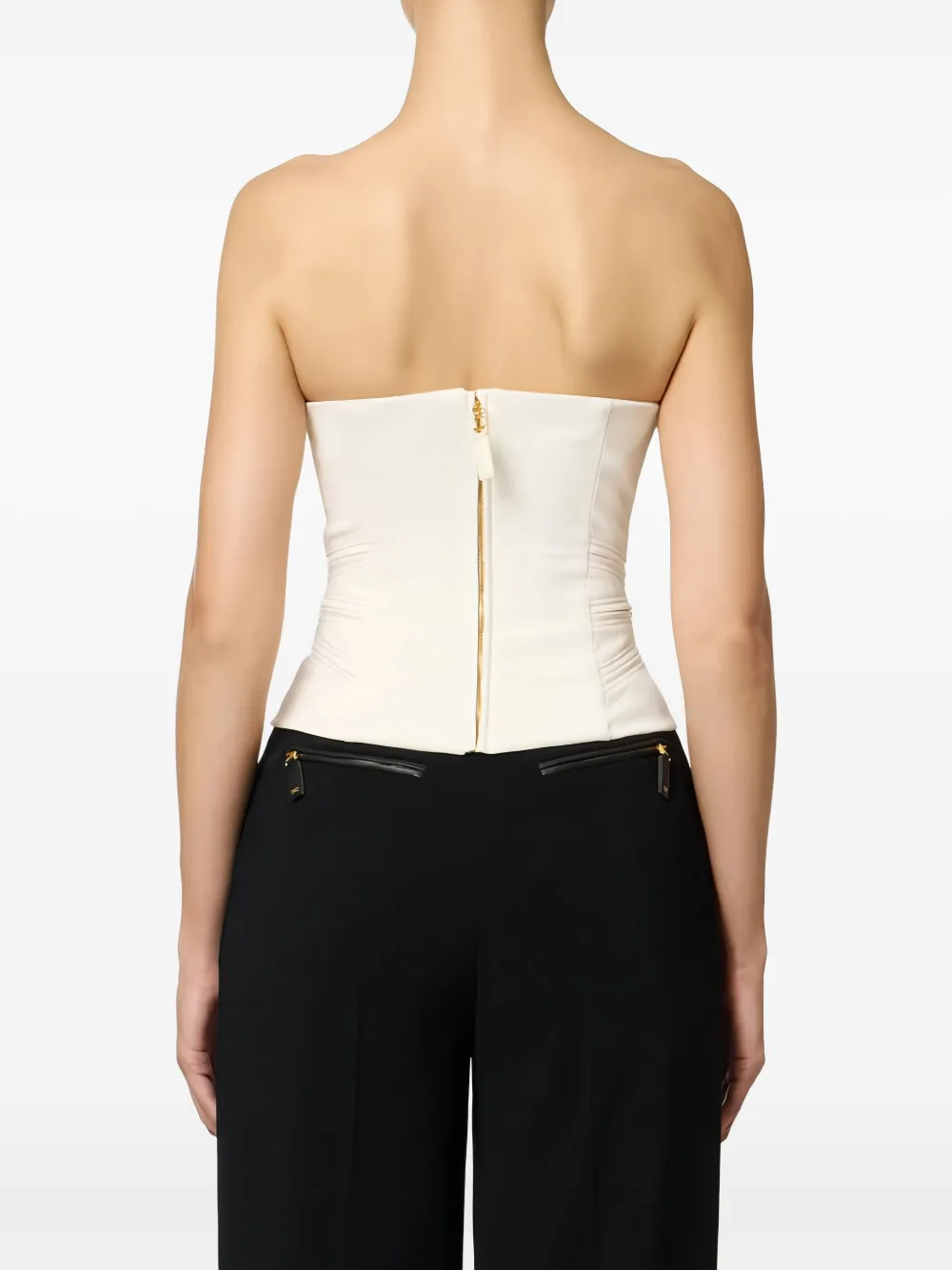 Elisabetta Franchi Top met ritsdetail Beige