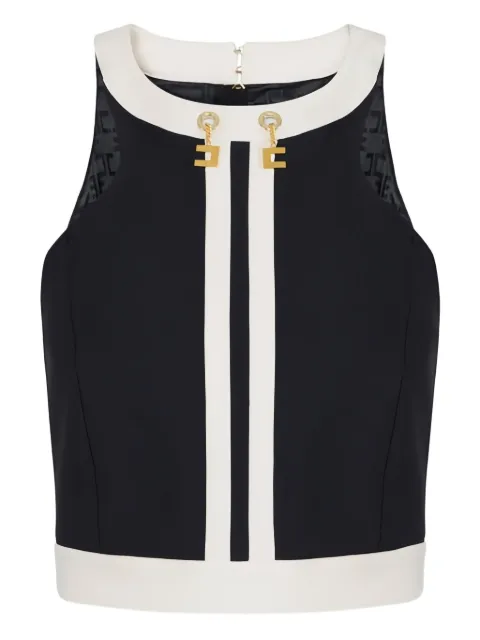 Elisabetta Franchi colour-blocking logo-chain top
