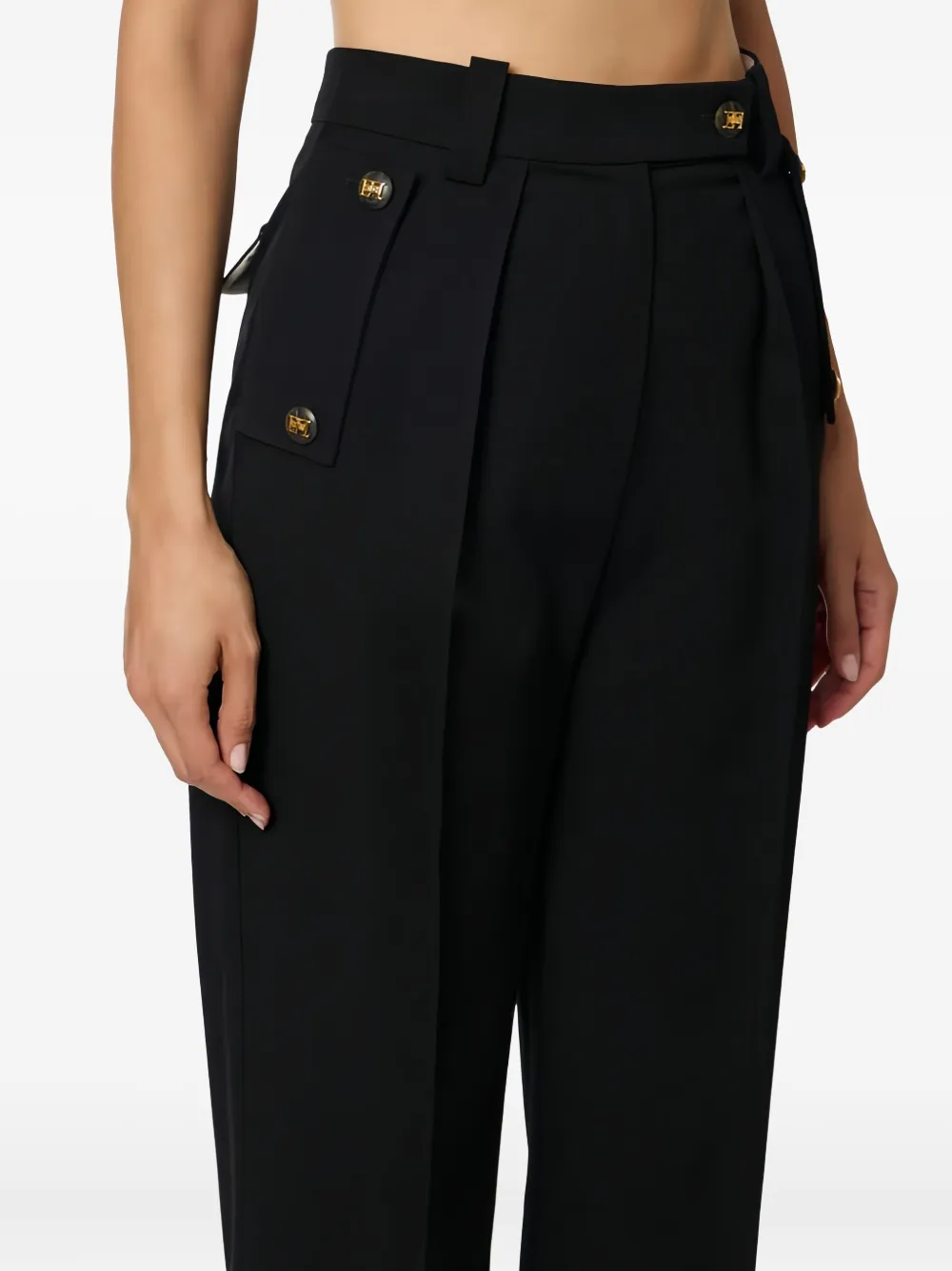 Elisabetta Franchi Trousers With Pleats And Pockets In Black