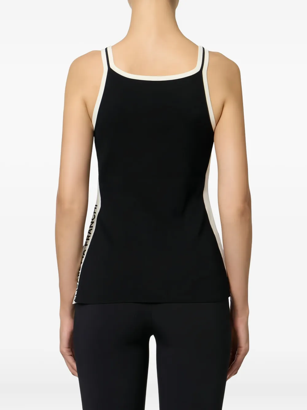 Elisabetta Franchi Top met glimmende band en logodetail Zwart