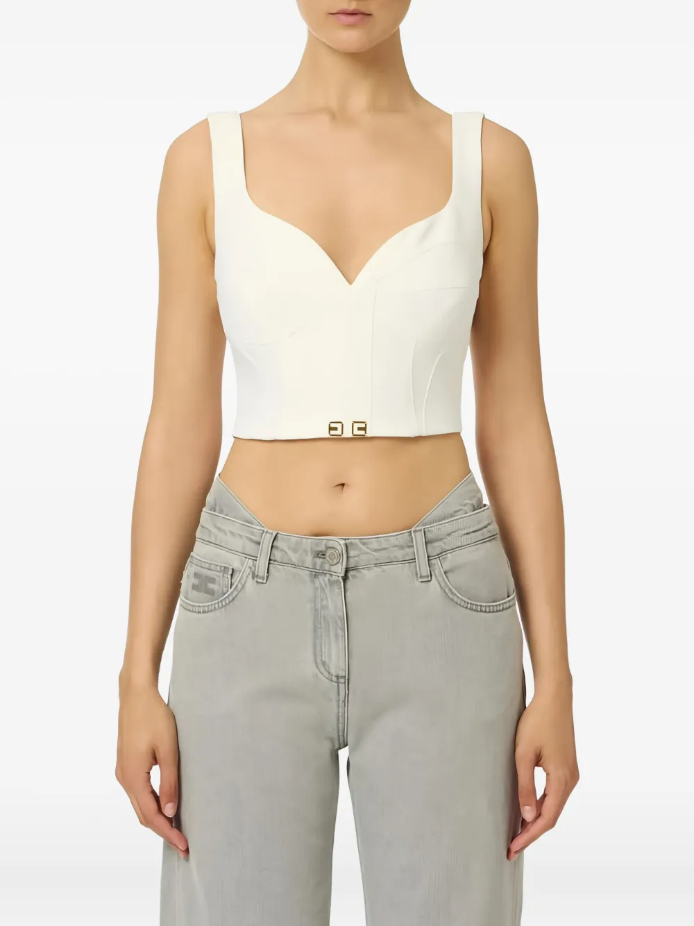 Elisabetta Franchi logo-patch top | Vests & Tank Tops | Image 2