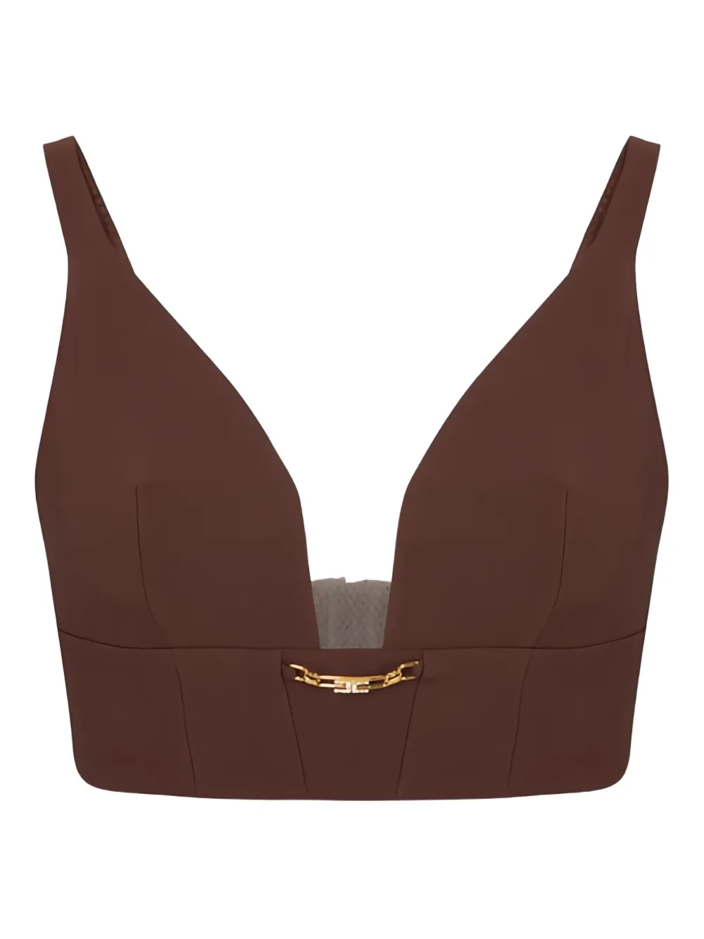 Elisabetta Franchi jewel-detail top - Marrone