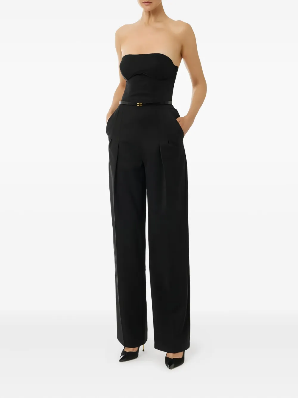 Elisabetta Franchi bandeau belted jumpsuit | Black | Image 1