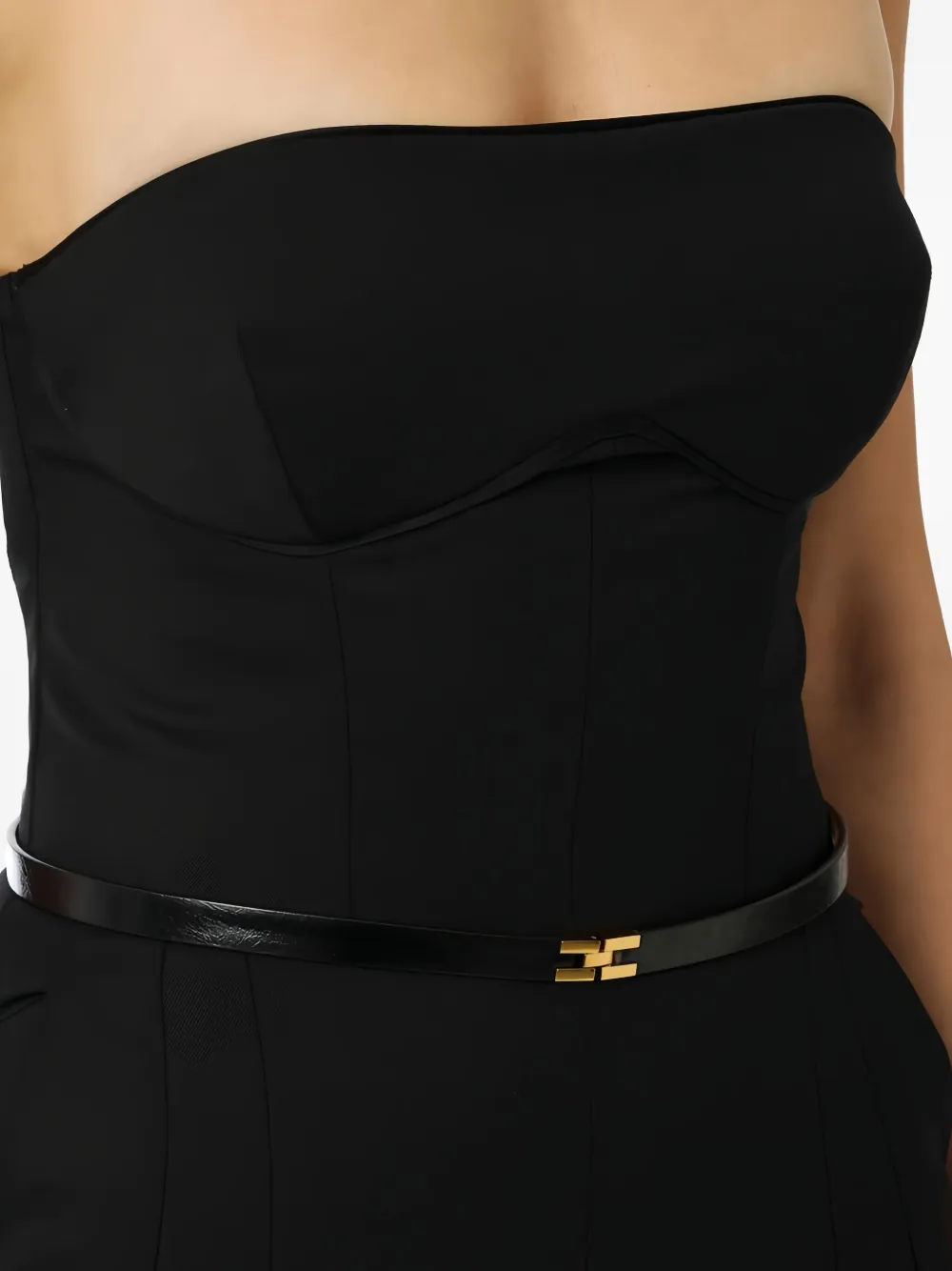 Elisabetta Franchi Bandeau jumpsuit met ceintuur Zwart