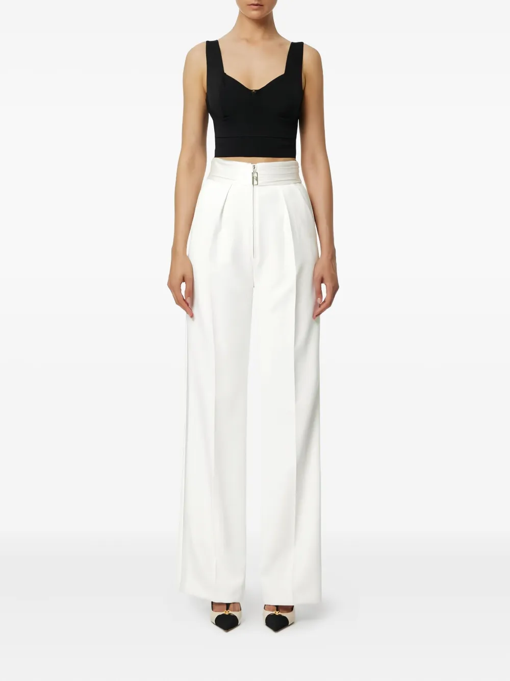 Elisabetta Franchi Pleated Palazzo Pants In Multi