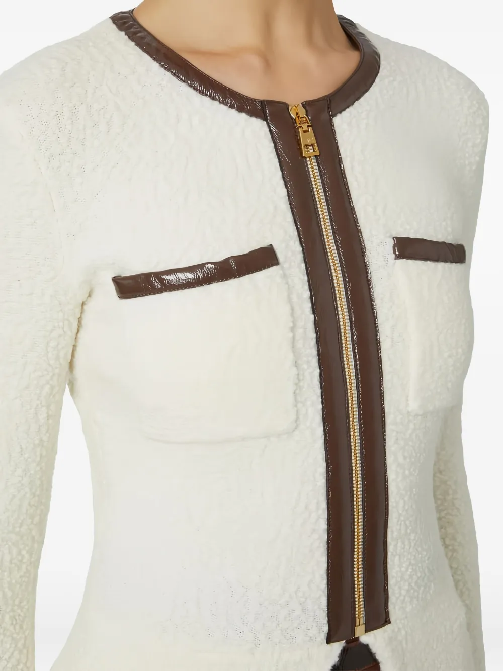 Elisabetta Franchi Zip-fastening Cardigan In Neutral