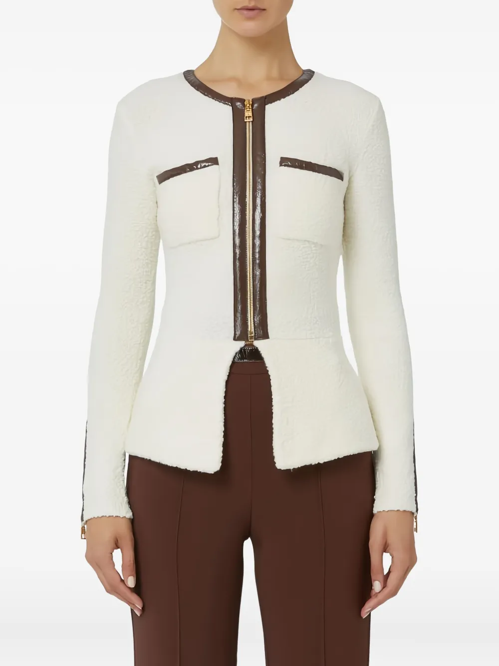 Elisabetta Franchi Zip-fastening Cardigan In Neutral