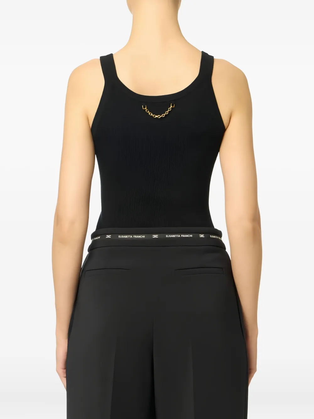 Elisabetta Franchi Chain-ribbed Top In Black