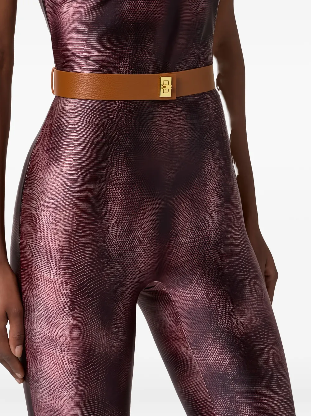 Elisabetta Franchi Jumpsuit met pythonprint en ceintuur Rood