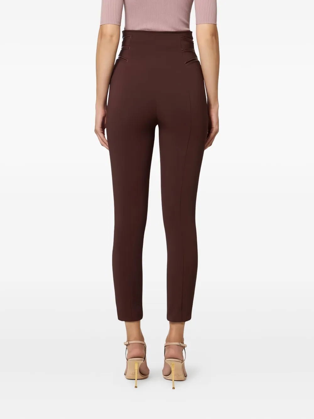 Elisabetta Franchi Zip Crêpe Trousers In Brown